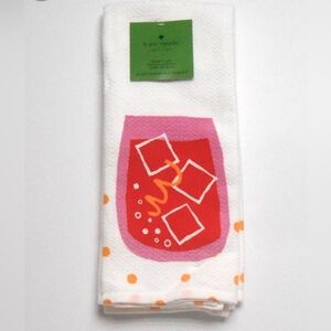 Kate Spade Kitchen Towels with Cocktail Pink and Red Cocktail Design, set of 2